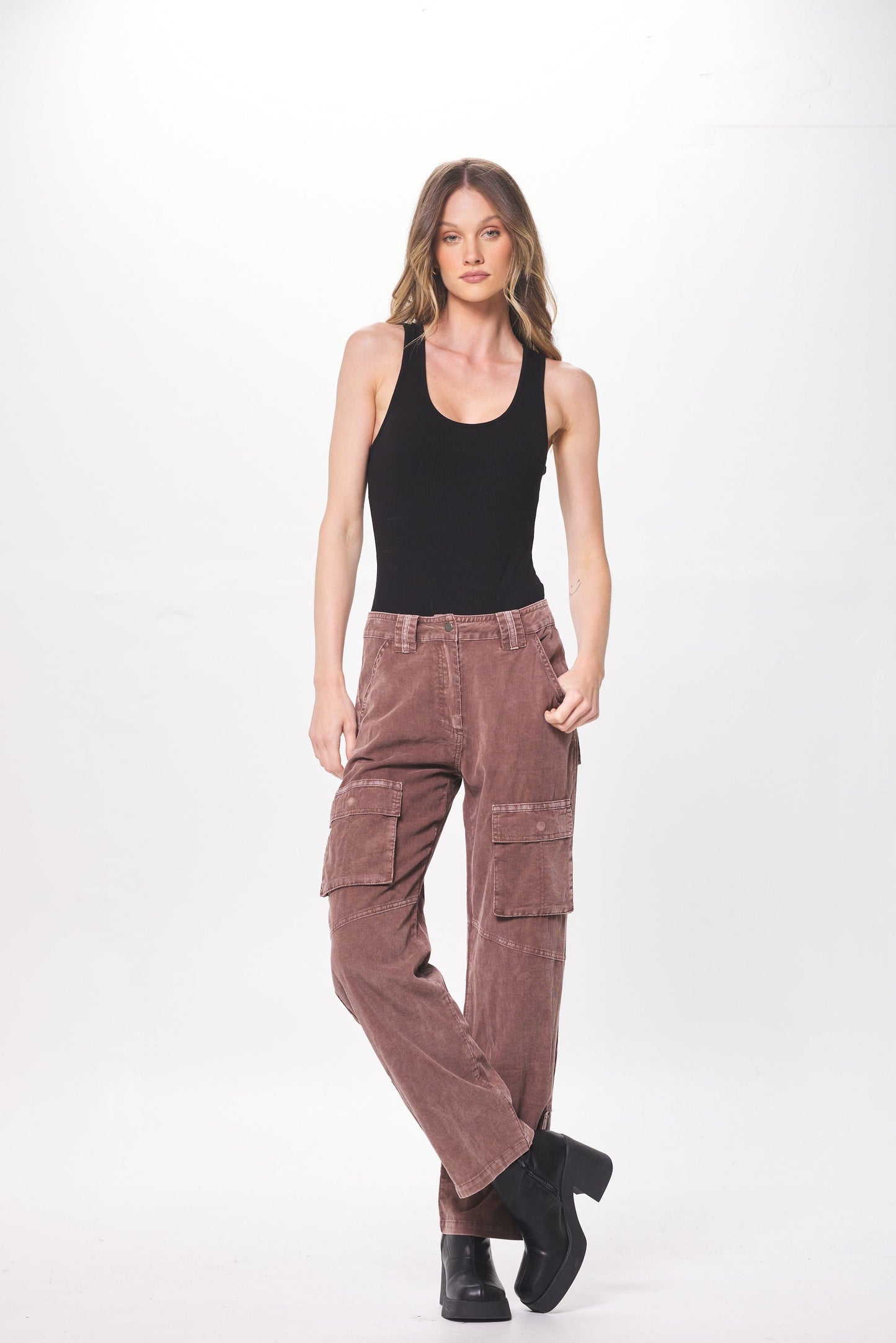 Walnut Blue Baby Cord Cargo Pant