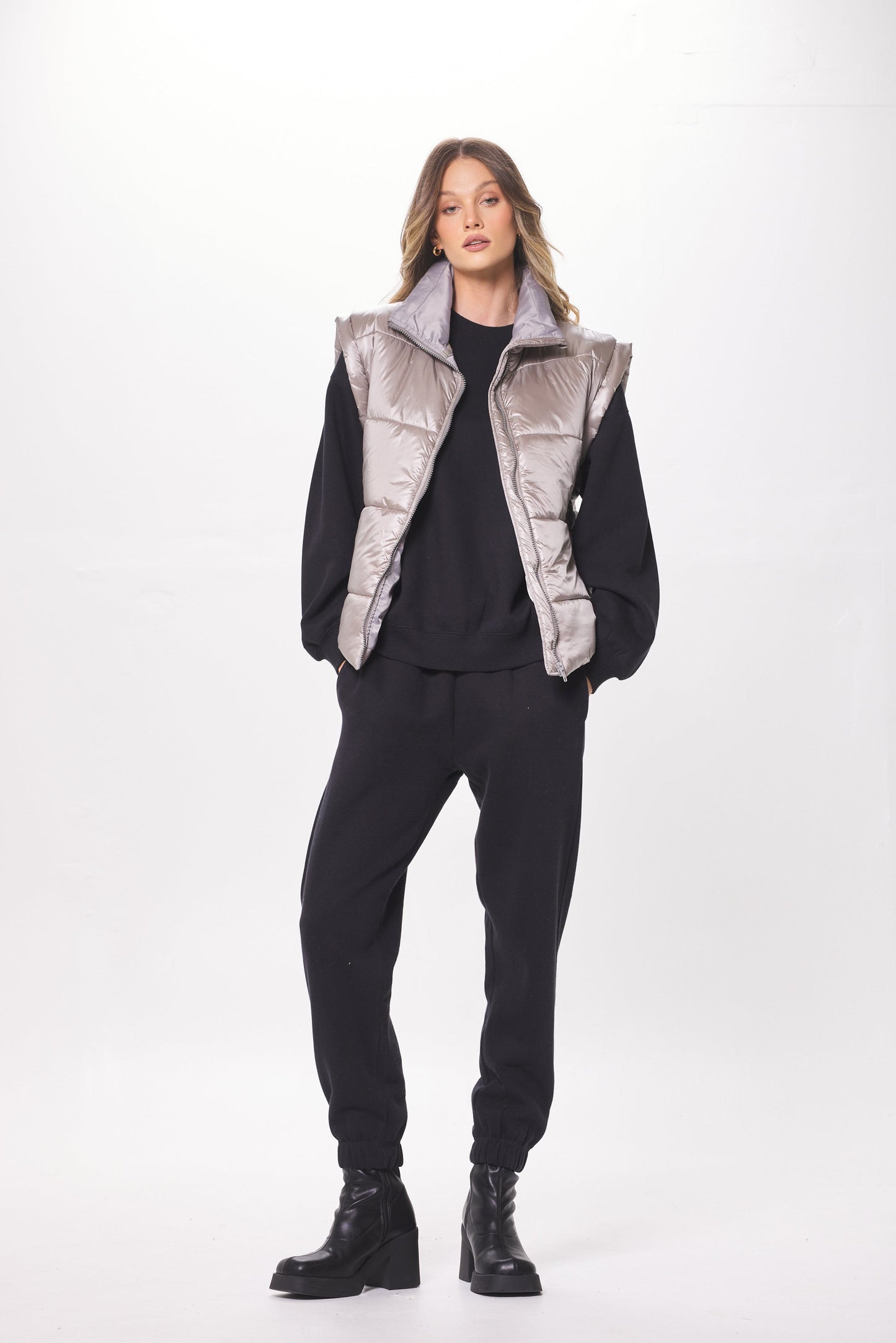 Silver Oversized Puffer Vest