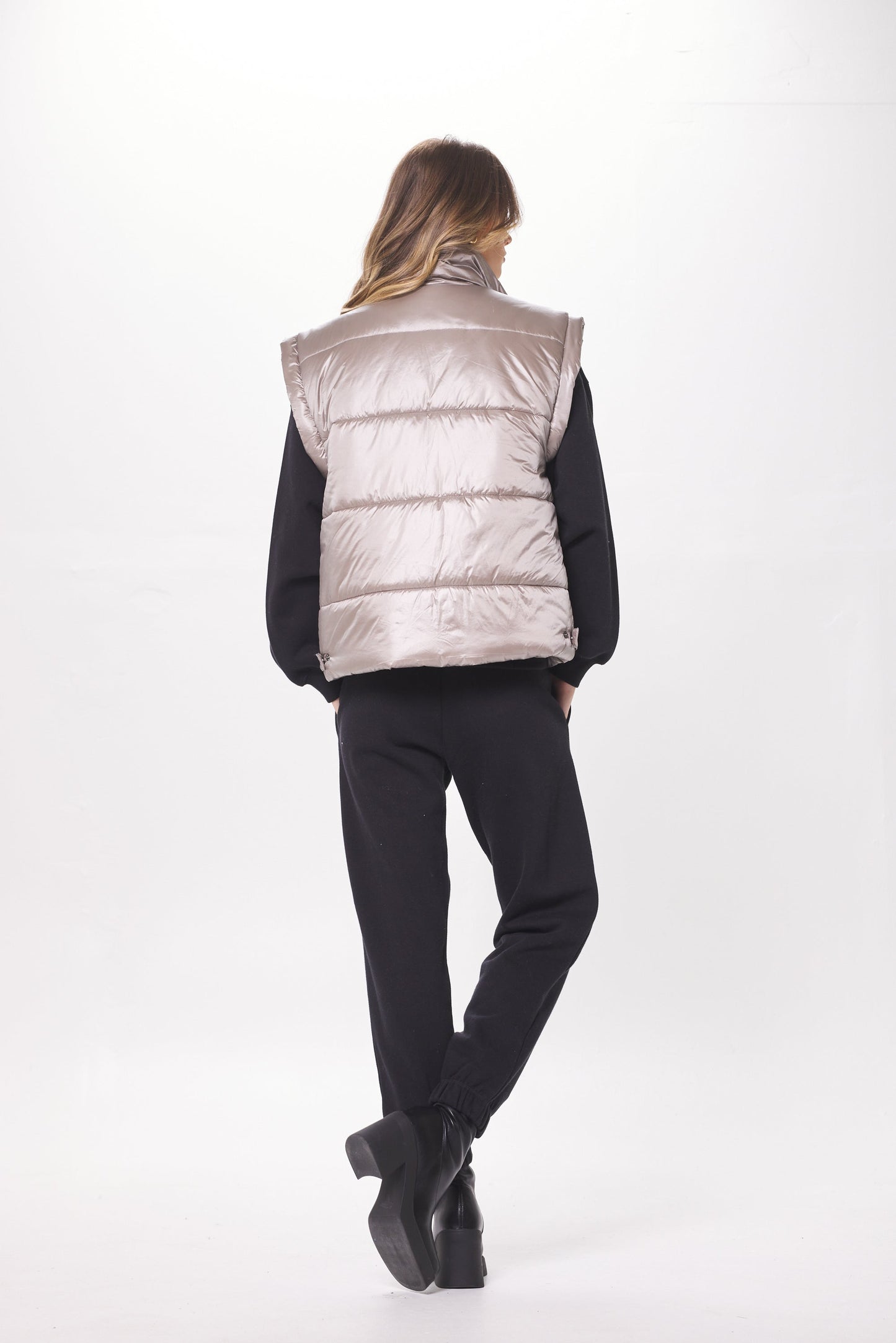 Silver Oversized Puffer Vest