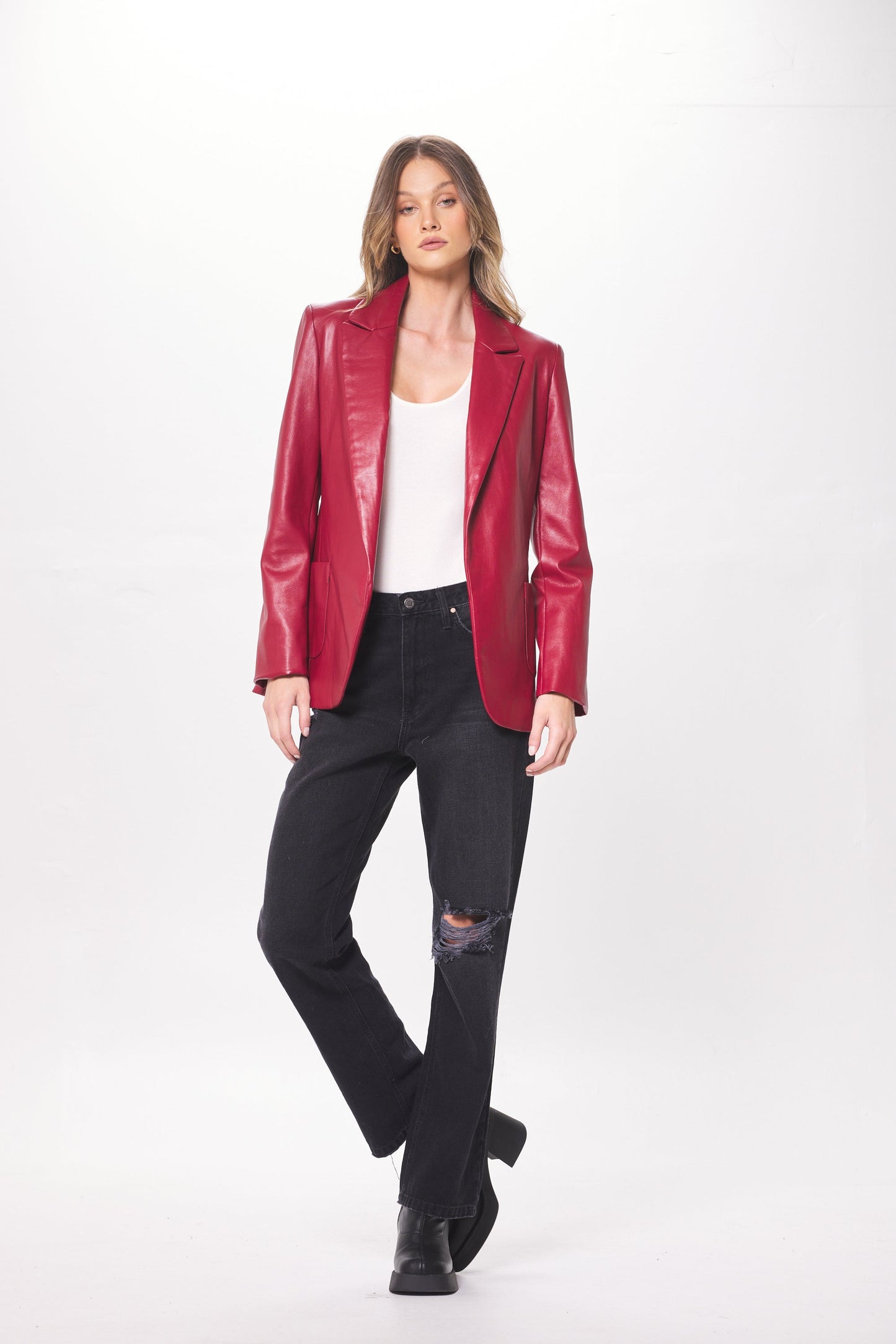 Ruby Faux Leather Blazer