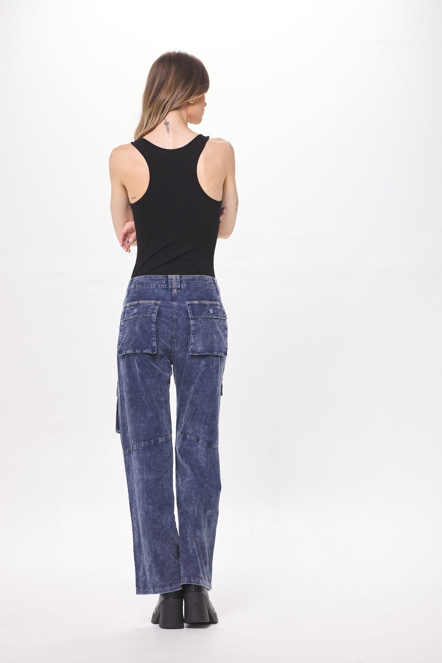 Slate Blue Baby Cord Cargo Pant