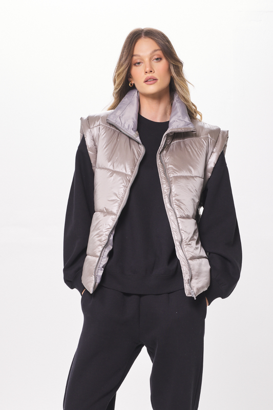 Silver Oversized Puffer Vest