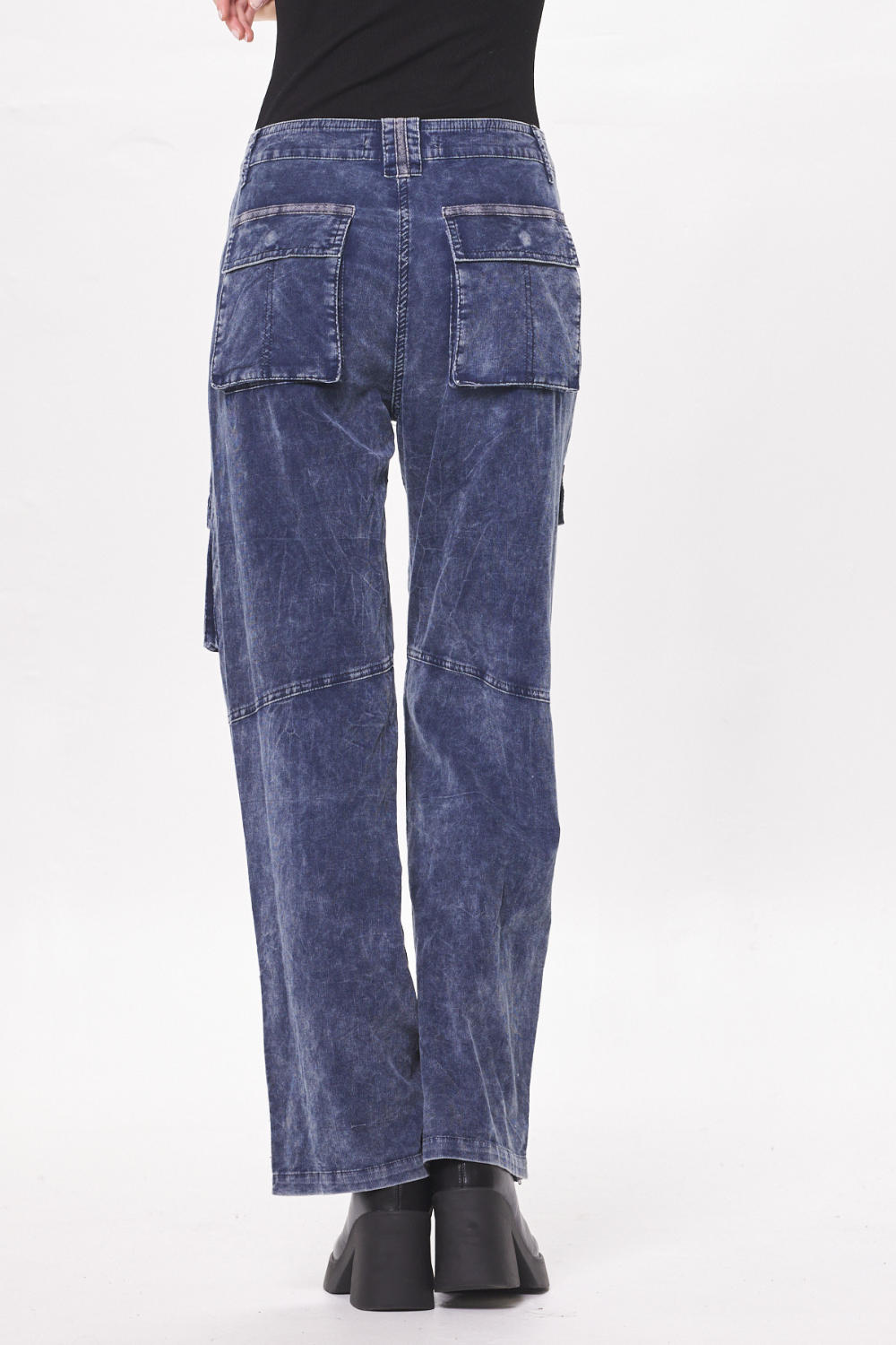 Slate Blue Baby Cord Cargo Pant