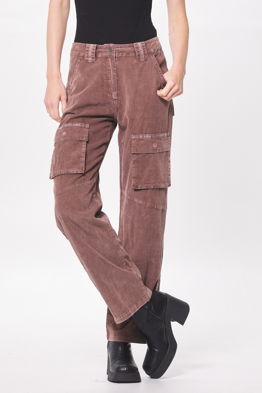 Walnut Blue Baby Cord Cargo Pant