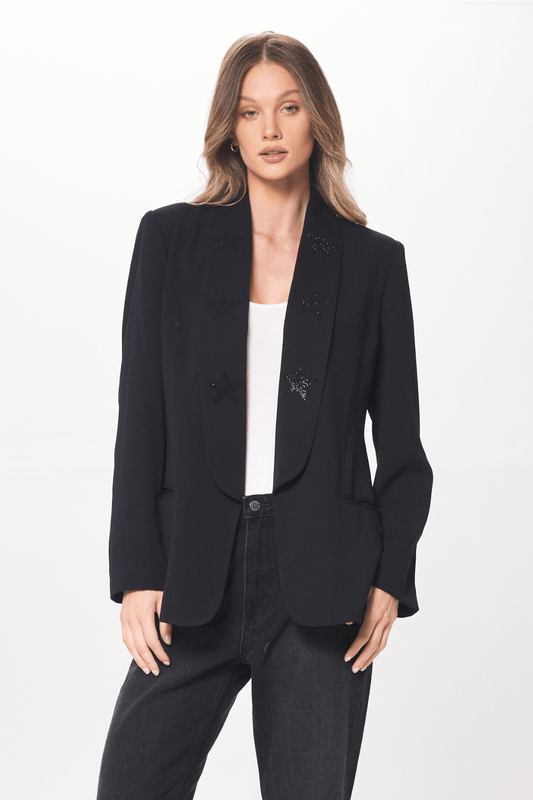 Black Blazer w/ Rhinestone Star Details
