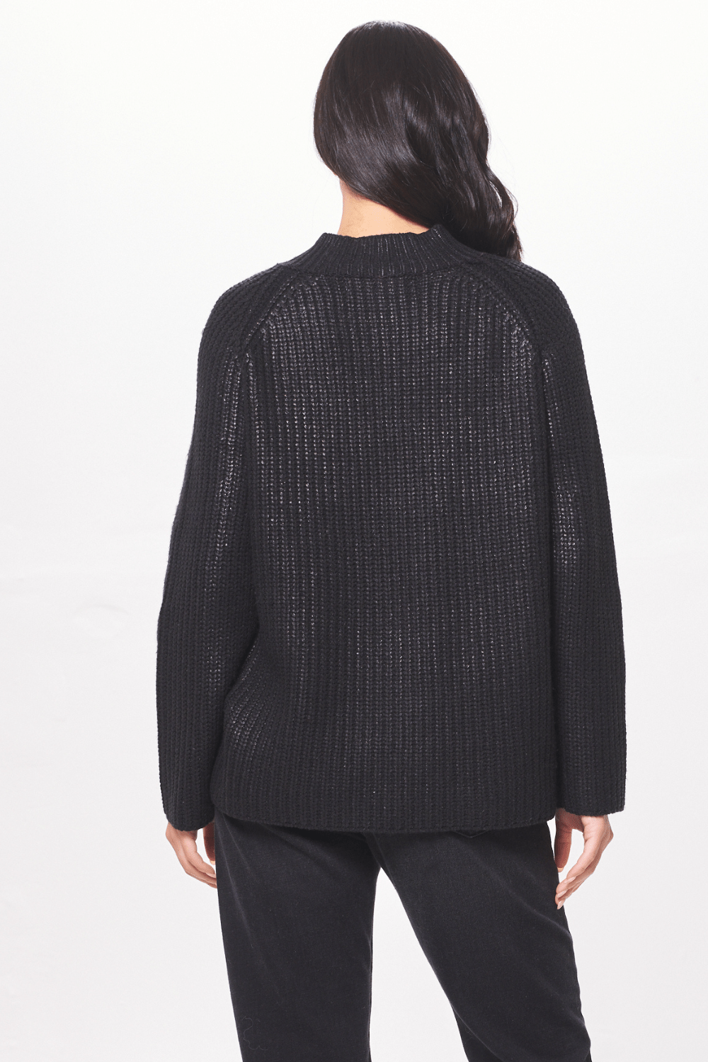 Black Coated Quarter Zip Sweater