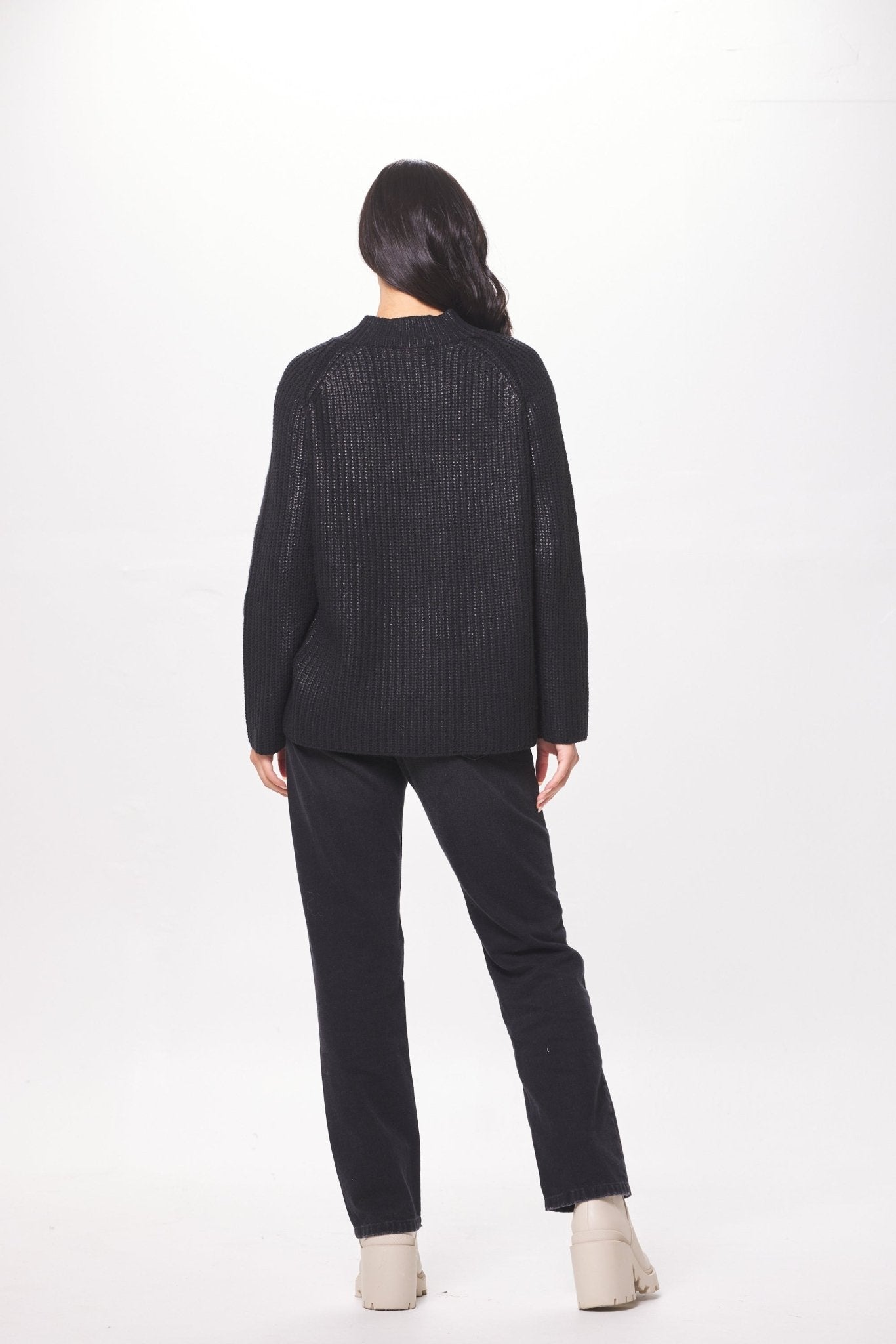 Black Coated Quarter Zip Sweater