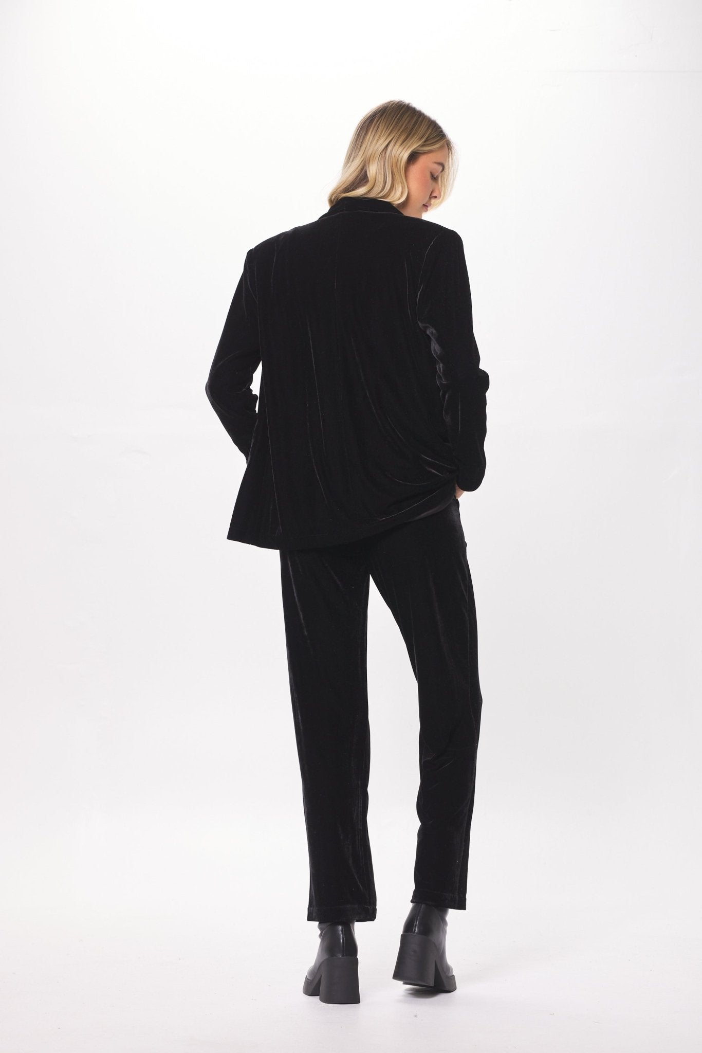 Black Oversized Velvet Blazer