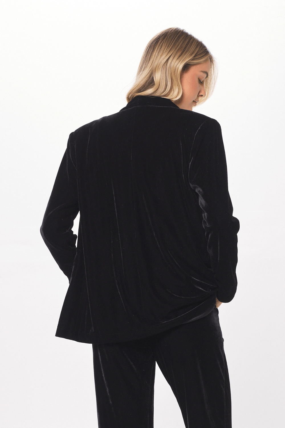 Black Oversized Velvet Blazer