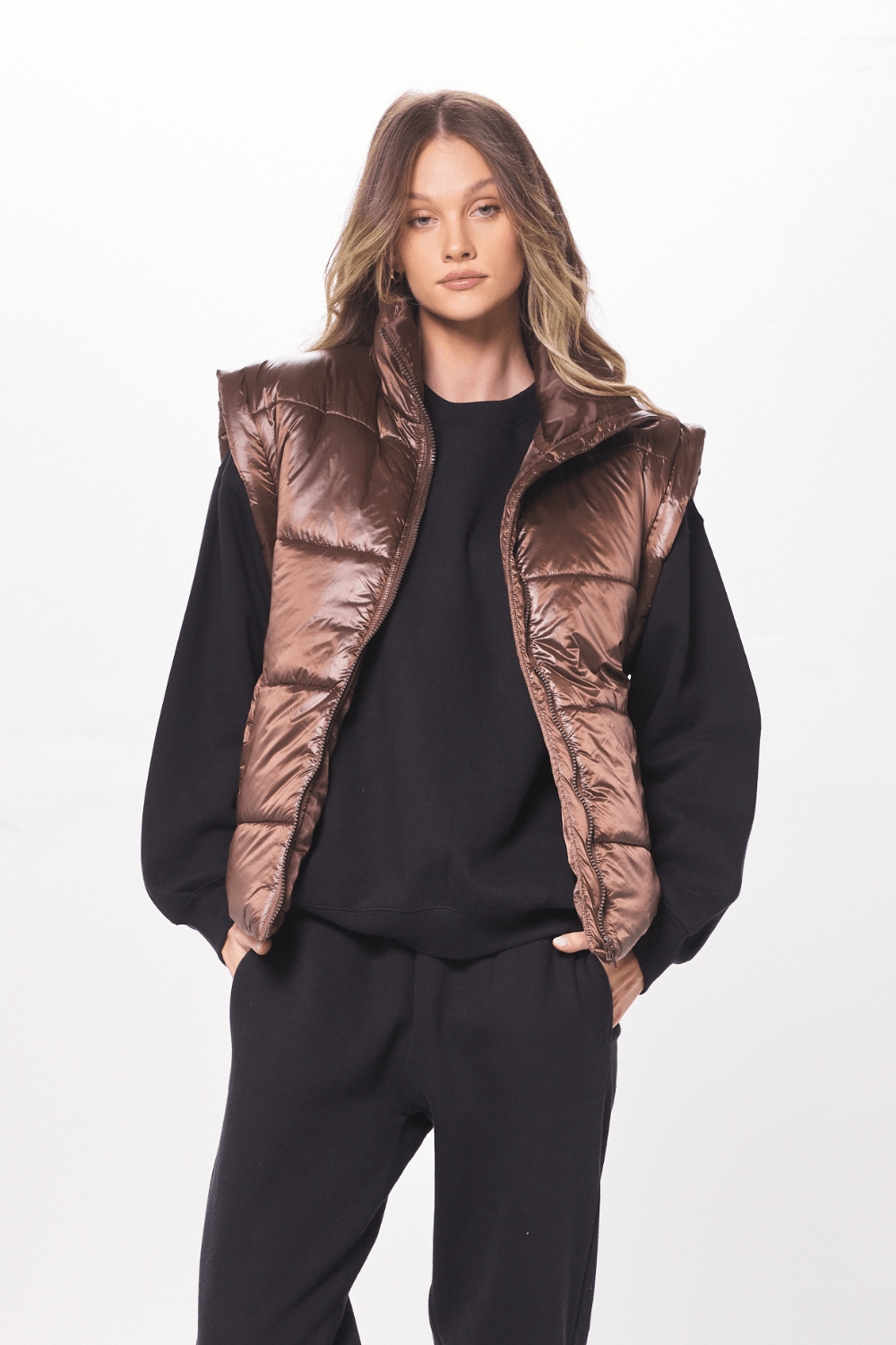 Bronze Oversized Puffer Vest