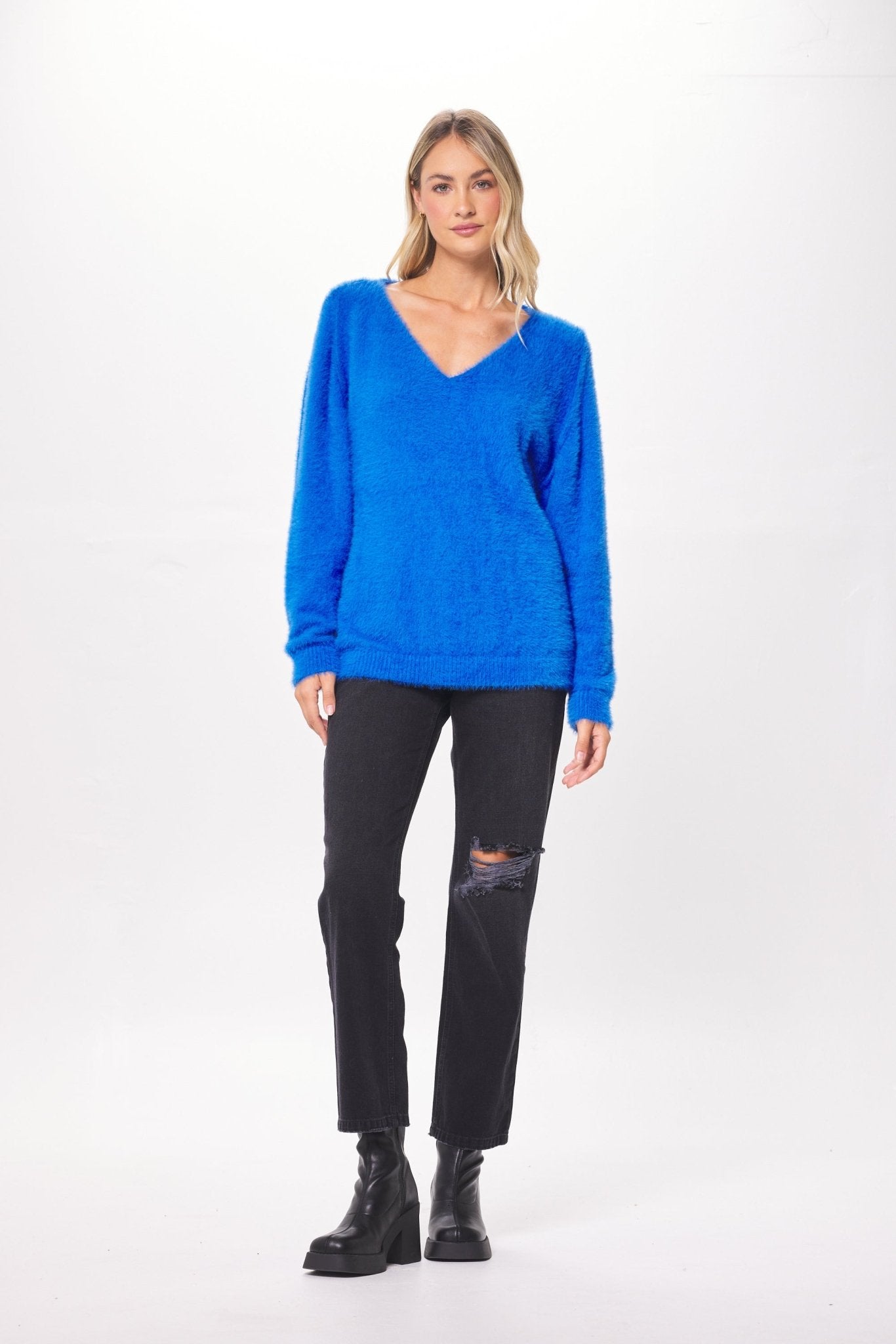 Cerulean Fuzzy Tunic Sweater