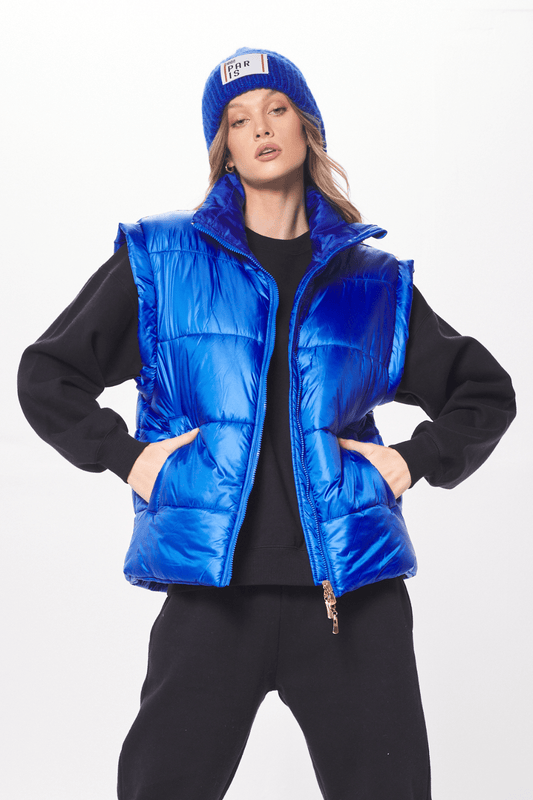 Cobalt Blue Oversized Puffer Vest