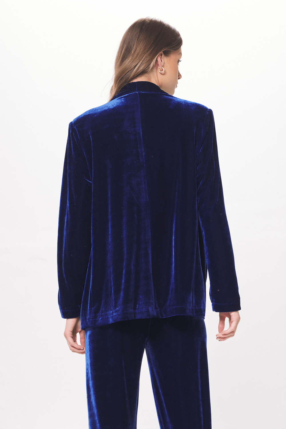 Deep Blue Oversized Velvet Blazer