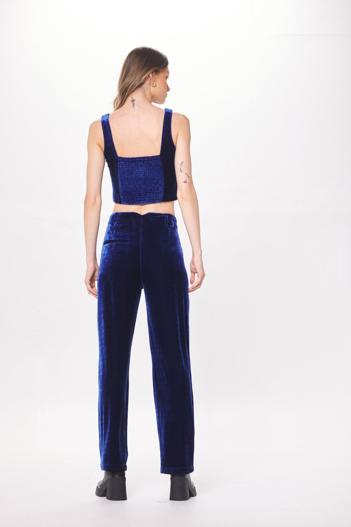 Deep Blue Velvet Trouser