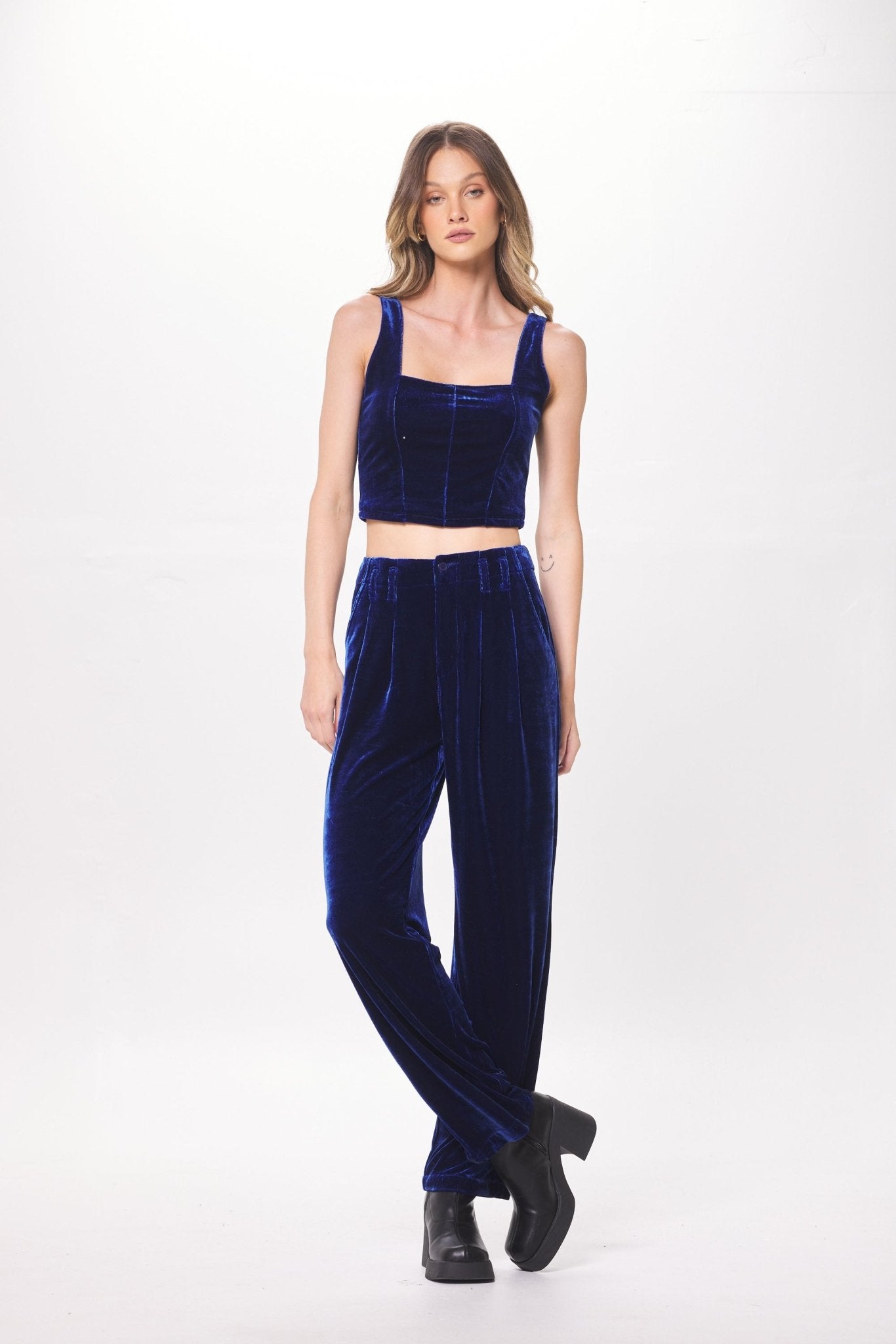 Deep Blue Velvet Trouser
