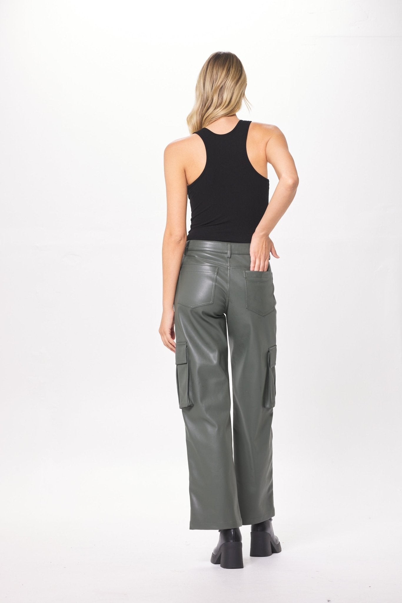 Gravel Faux Leather Cargo Pant