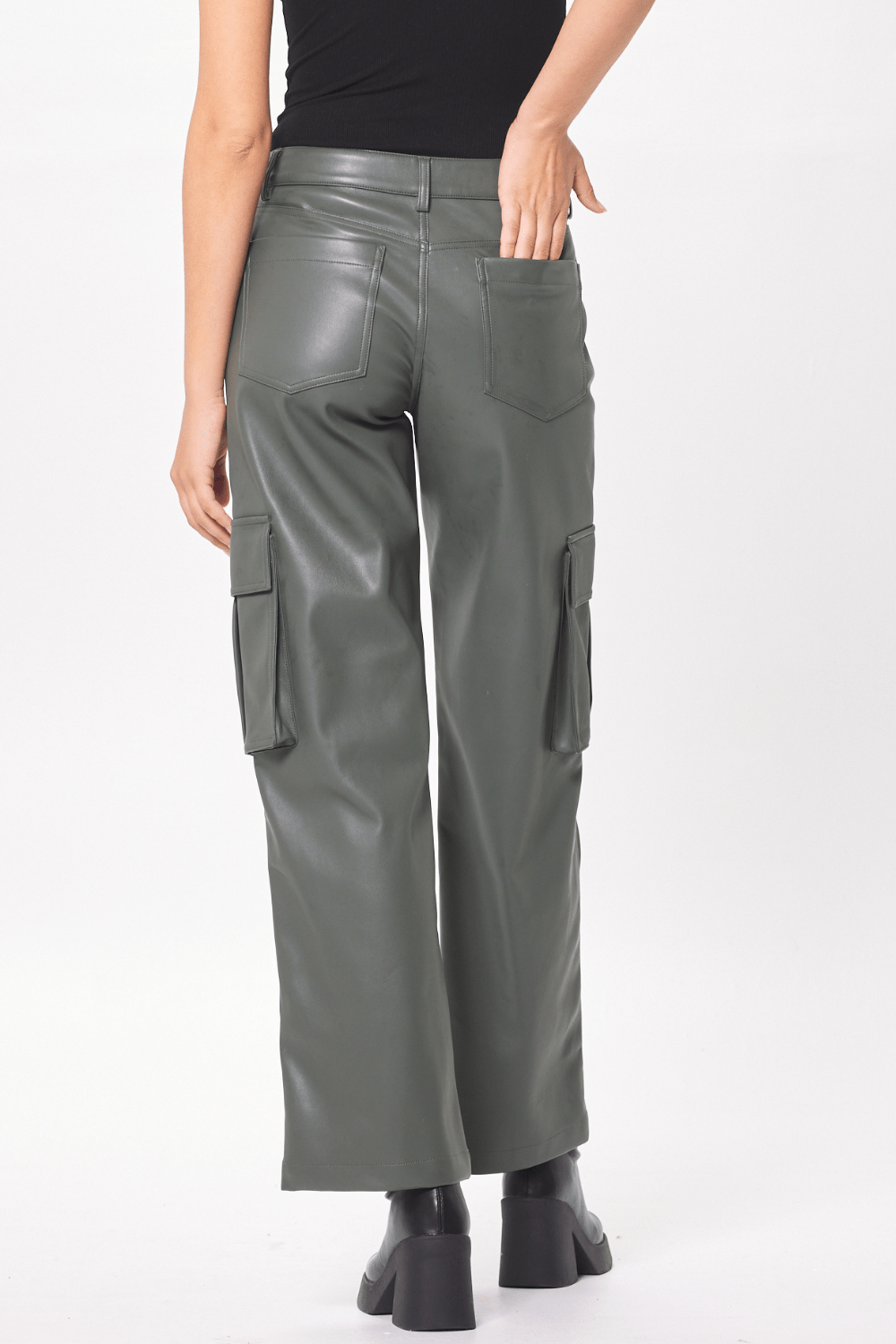 Gravel Faux Leather Cargo Pant